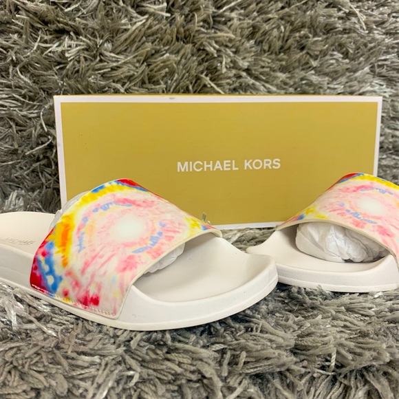 MICHAEL KORS GILMORE SLIDES TIE DYE RAINBOW Sz 6 - Picture 2 of 6